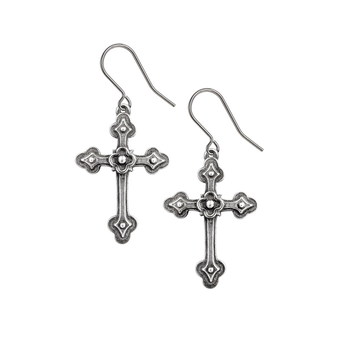 Alchemy - Gothic Devotion Crosses (Pair) Oorbellen - Zilverkleurig