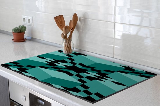 KitchenYeah® Inductie beschermer 80.2x52.2 cm - 3D - Blokken - Patronen - Kookplaataccessoires - Afdekplaat voor kookplaat - Inductiebeschermer - Inductiemat - Inductieplaat mat