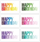 Partizzle 48x Verjaardagskaarten met Envelop Set - Wenskaarten Versturen - Verjaardag Ansichtkaarten - 15x10 cm - Happy Birthday