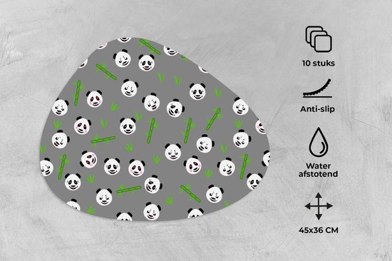 Set de table bio - Napperons de table bio - Sets de table - Panda - Bamboe - Design - 10 pièces