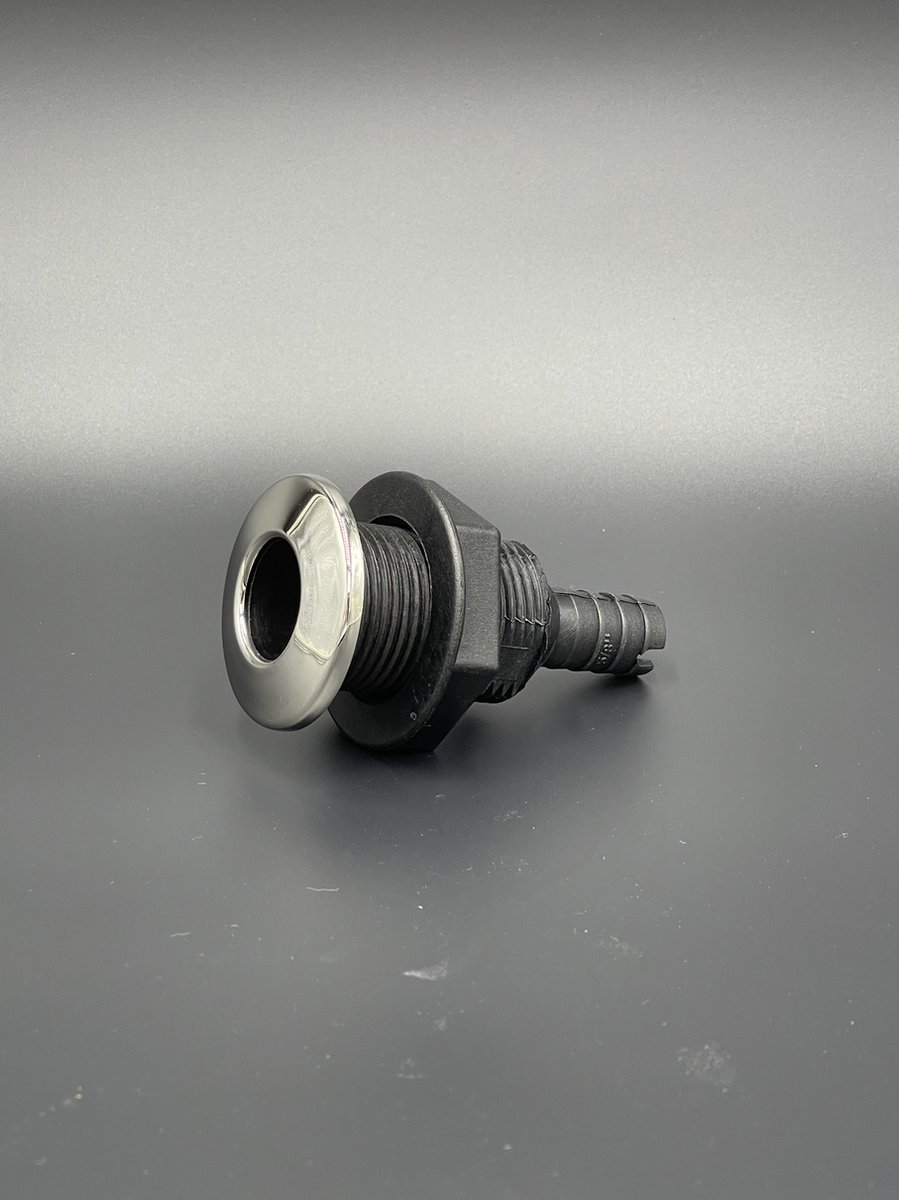 Huiddoorvoer 3/4 19mm -Zwart kunstof met RVS afwerking.