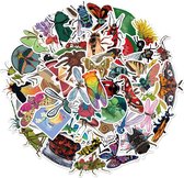 Insecten Stickers - Vogelspin - Vlinders - Natuur Outdoor - set 50 stuks - Laptop Stickers - Stickervellen