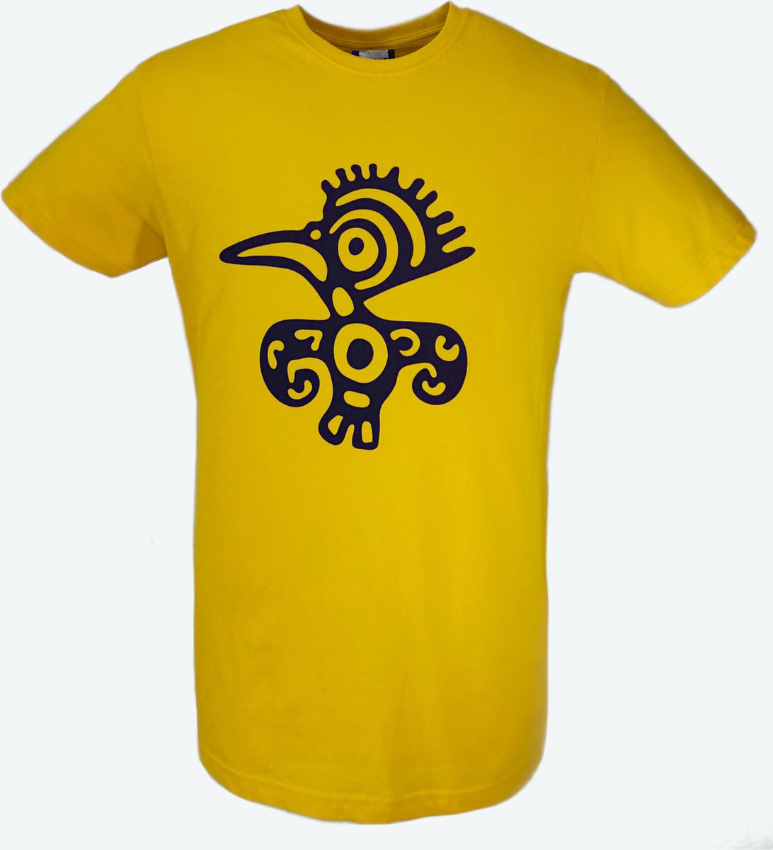 T-shirt heren geel met print vogel maat XXL