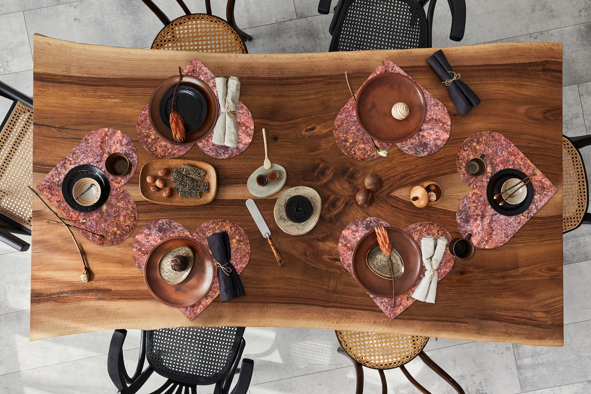 Onderleggers - Placemats - Placemats hartje - Roest print - Bruin - Brons - 6 stuks