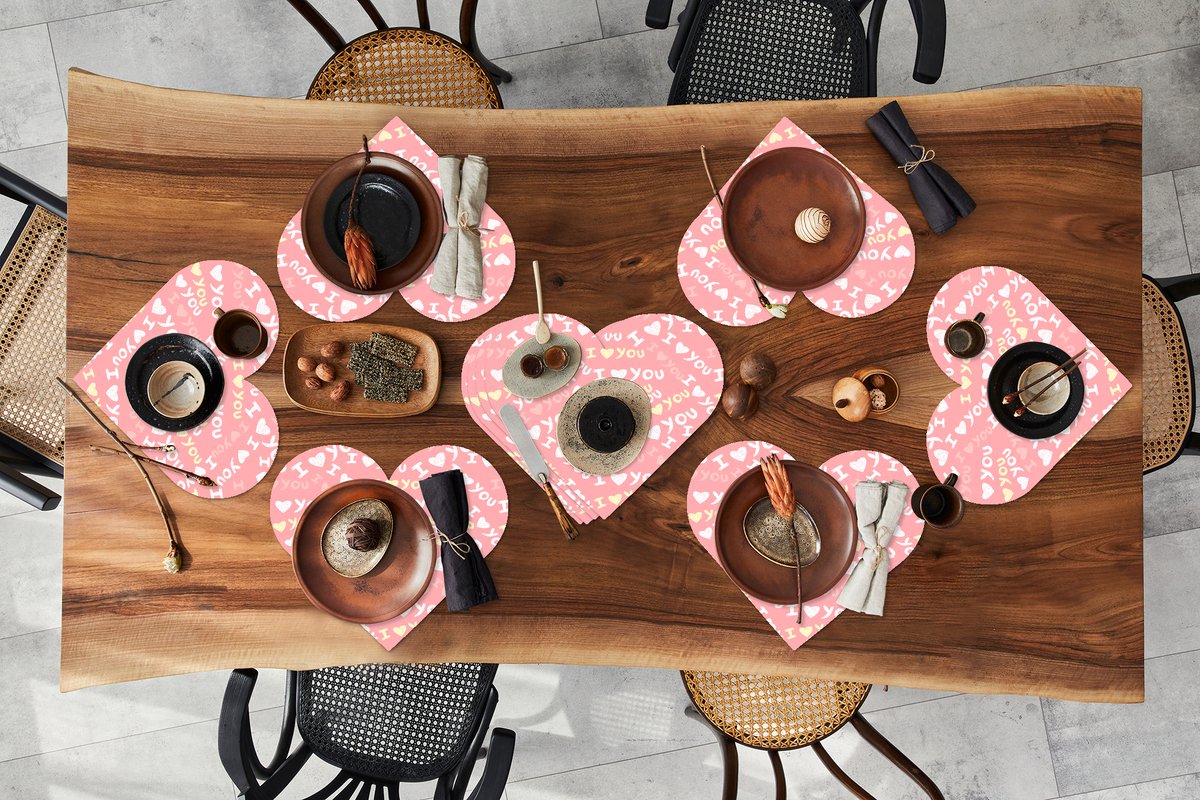 Onderleggers - Placemats - Placemats hartje - Love - Spreuken - Valentijn - 10 stuks