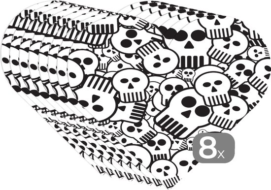 Sets de table - Napperons de table - Napperons coeur - Crâne - Motifs - Punk - Dessin animé - 8 pièces