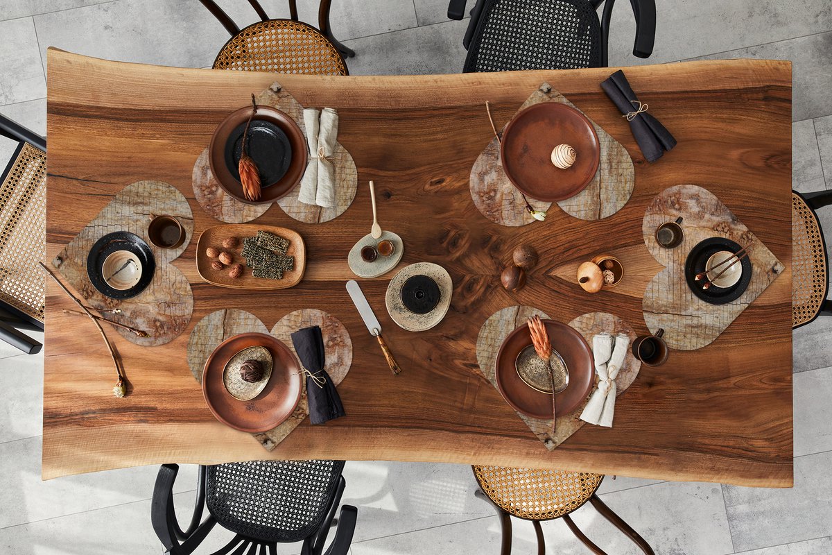 Onderleggers - Placemats - Placemats hartje - Boomschors - Boomstam - Hout - 6 stuks
