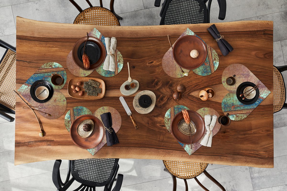Onderleggers - Placemats - Placemats hartje - Roest print - Metaal - Staal - 6 stuks