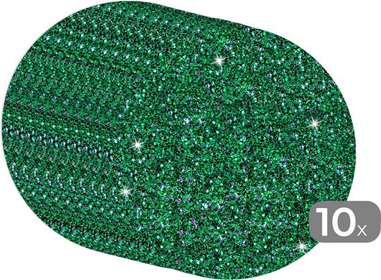 Sets de table ronds - Dessous de verre - Napperons ronds - Émeraude - Structure - Motifs - Zodiac - 10 pièces