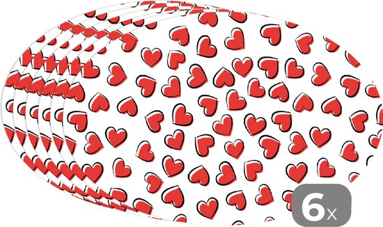 Napperons de table ovales - Sets de table - Sets de table ovales - Saint Valentin - Coeur - Motif - 6 pièces