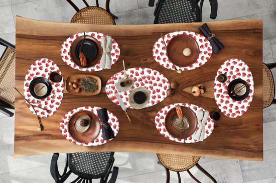 Napperons ovales - Sous-verres - Sets de table ovales - Valentine - Coeur - Motif - 10 pièces