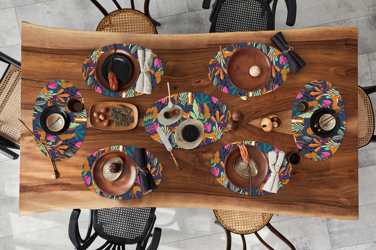 Placemats ovaal - Onderleggers - Ovale placemats - Patroon - Cheetah - Jungle - 10 stuks