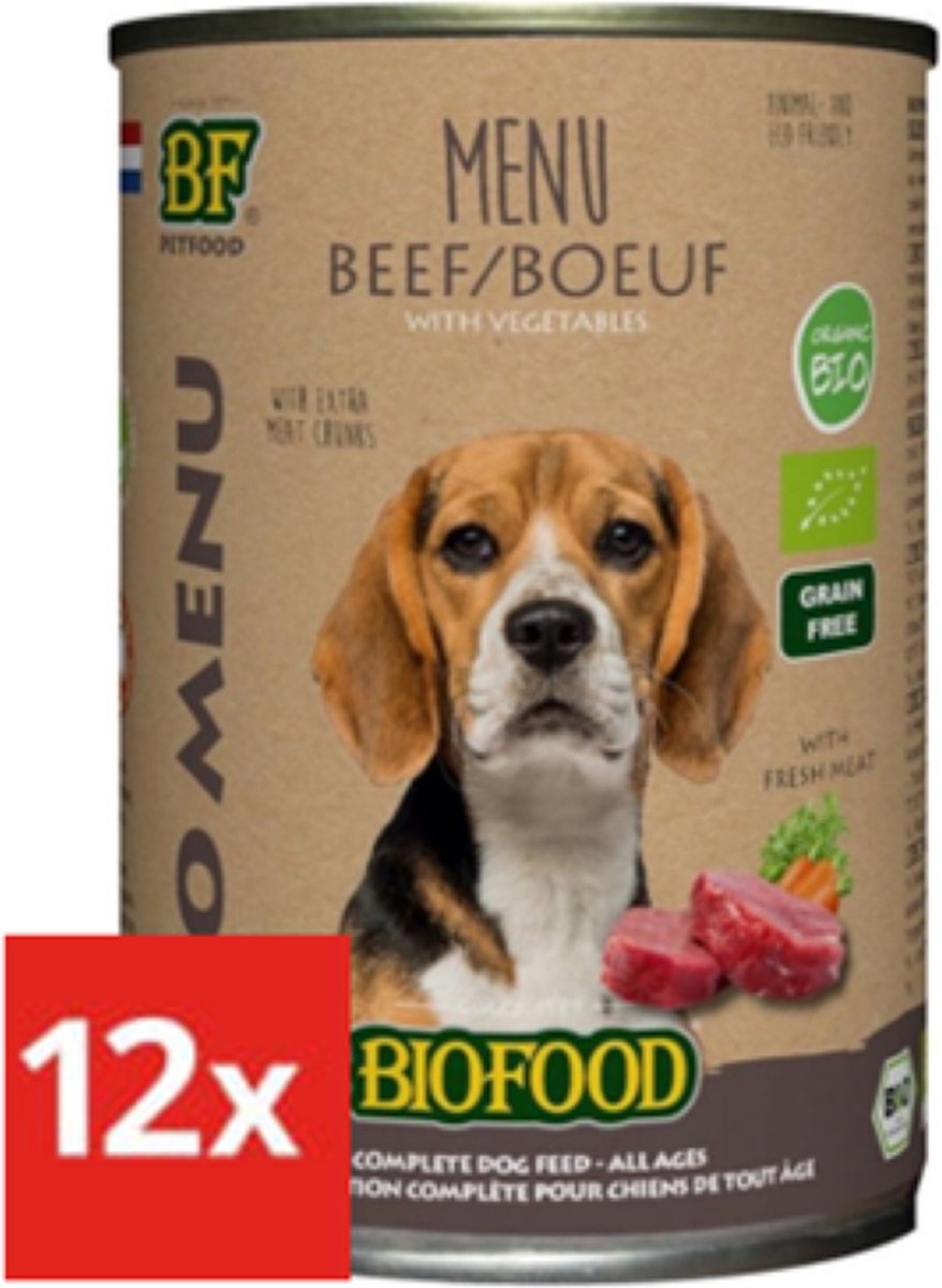 12x Biofood Organic Kalkoen Rund - Hondenvoer - 400g