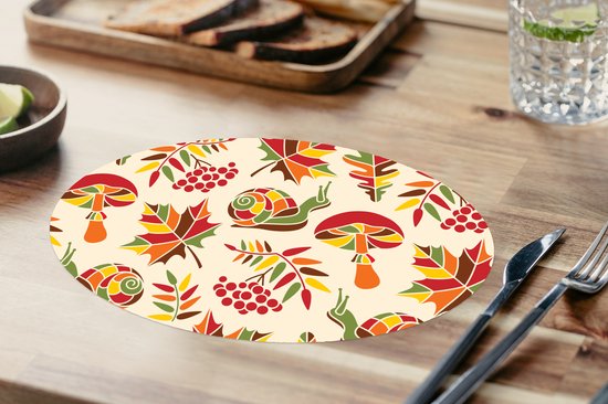 Napperons ovales - Sets de table - Sets de table ovales - Automne - Escargots - Motif - 8 pièces