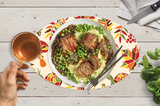 Napperons ovales - Sets de table - Sets de table ovales - Automne - Escargots - Motif - 8 pièces