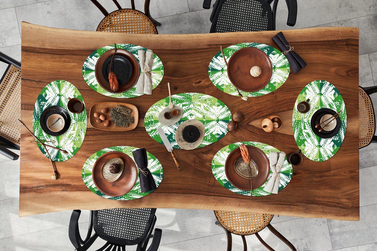 Placemats ovaal - Onderleggers - Ovale placemats - Cactus - Planten - Patroon - 10 stuks