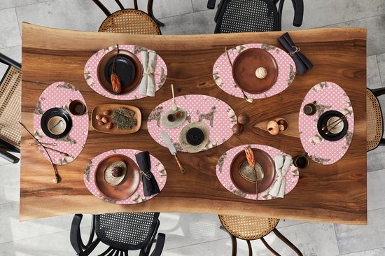 Napperons ovales - Sous-verres - Sets de table ovales - Coeur - Caniche - Motif - 10 pièces