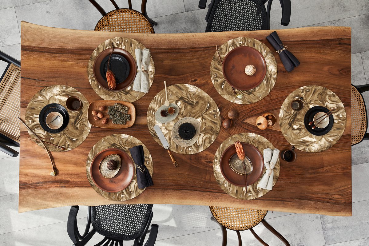 Ronde placemats - Onderlegger - Placemats rond - Bruin - Marmer print - Verf - Patronen - 10 stuks