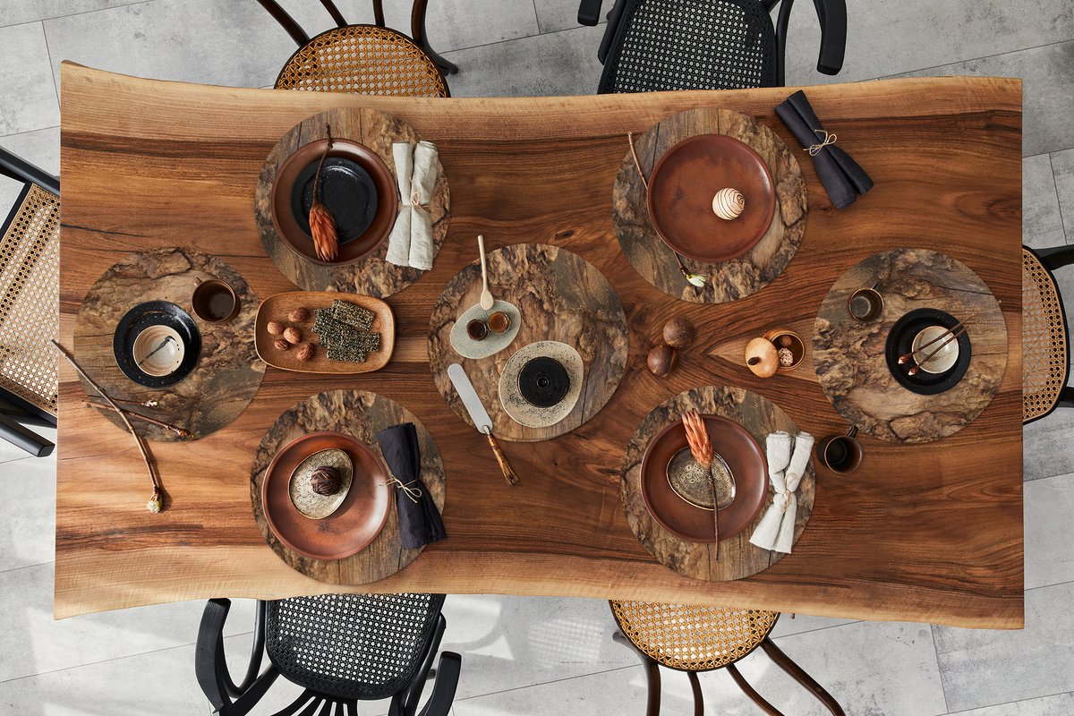 Ronde placemats - Onderlegger - Placemats rond - Structuur - Boomstam - Natuur - 8 stuks