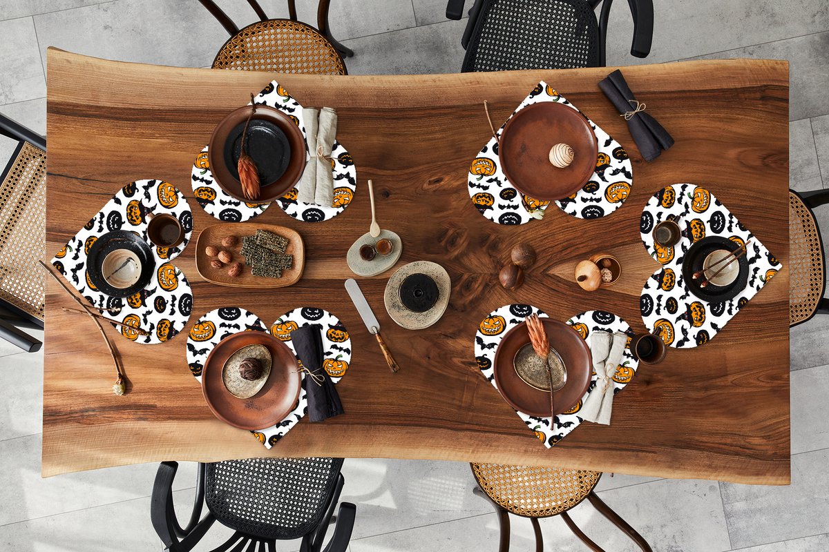 Onderleggers - Placemats - Placemats hartje - Patronen - Heks - Halloween - 6 stuks