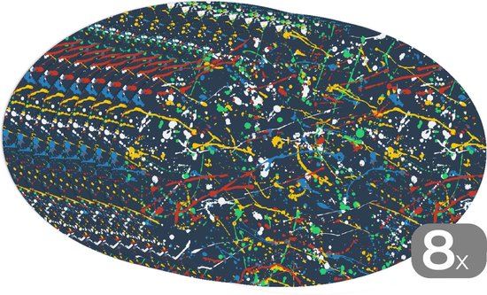 Napperons ovales - Sets de table - Sets de table ovales - Motif - Peinture - Éclaboussures - 8 pièces