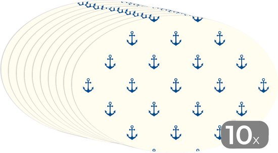 Napperons ovales - Sous-verres - Sets de table ovales - Marin - Anker - Plage - Motif - 10 pièces