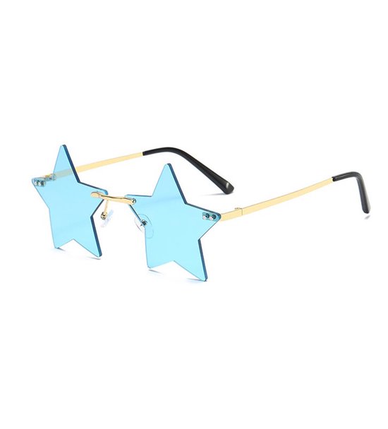 Freaky Glasses - Ster zonnebril - Festival rave bril - Heren - Dames - Blauwe lenzen van Freaky Glasses — afbeelding 2