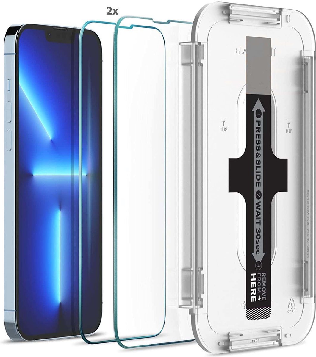 Screenprotector Geschikt voor iPhone 13 Pro screen protector tempered glass met Hulpkit 2 stuks
