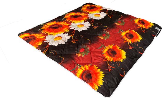 Dekbed bedrukt - 240x200cm - all season - bloemen - rode/zwarte bloemen