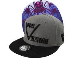 Capiche® Snapback Pet Heren – Black Widow – Grijs & Zwart – Verstelbaar met Druksluiting – Sportcap – Baseball Cap – Mannen Cap – Spinnen Pet