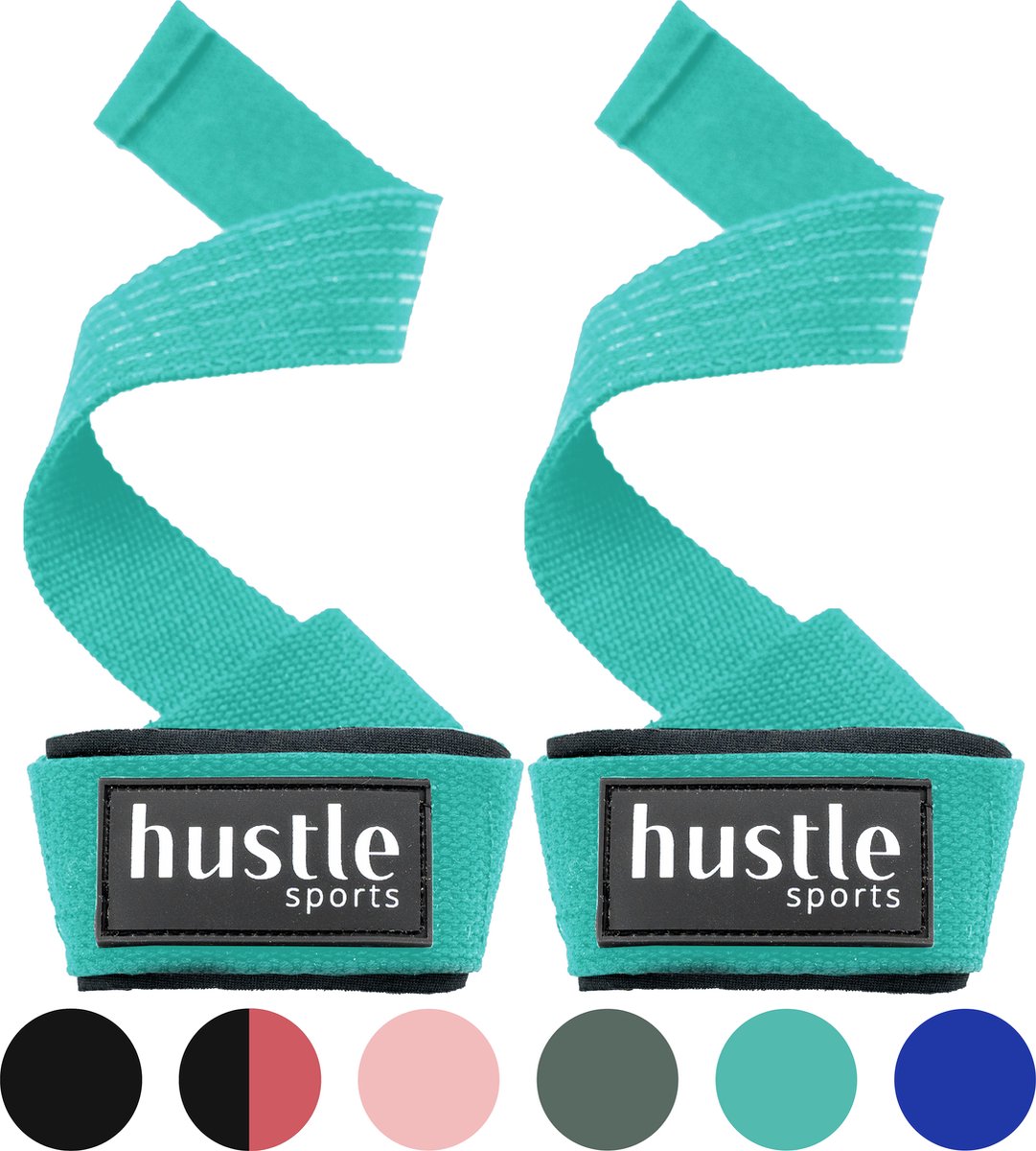 hustle - Cyaan Anti-Slip Lifting Straps - met Padding en Anti-slip - Padded - Lifting Grips/Hooks - Deadlift Straps - Voor Fitness