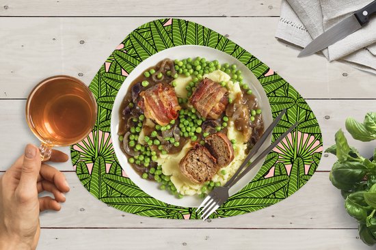 Set de table bio - Napperons bio - Sets de table - Feuille de palmier - Motifs - Jungle - Tropical - 10 pièces