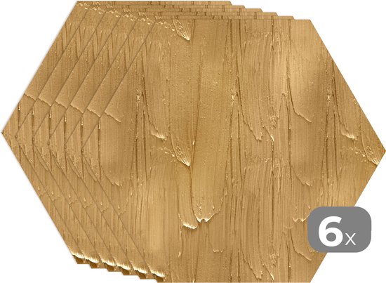 Dessous de plat hexagon - Sous-verres dessous de plat - Dessous de plat hexagone - Peinture - Ocre - Motifs - 6 pièces