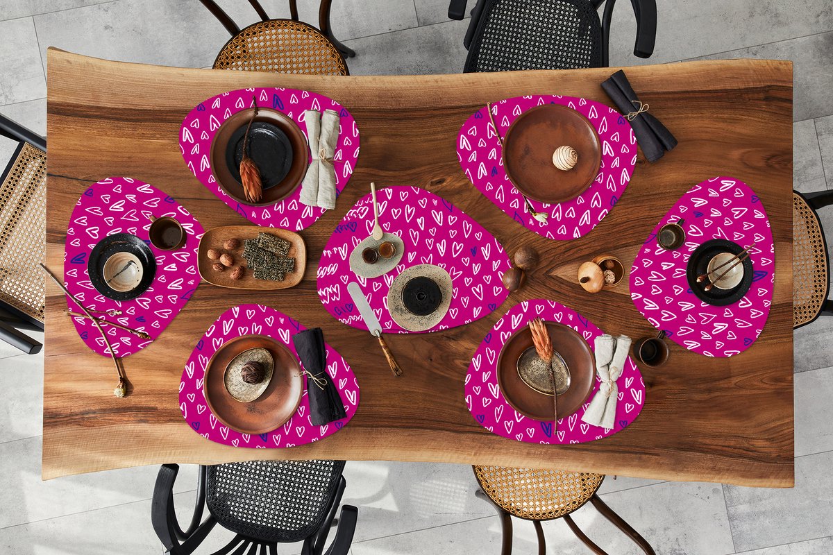 Placemat organisch - Placemats organic - Onderleggers - Hartjes - Design - Romantisch - 10 stuks