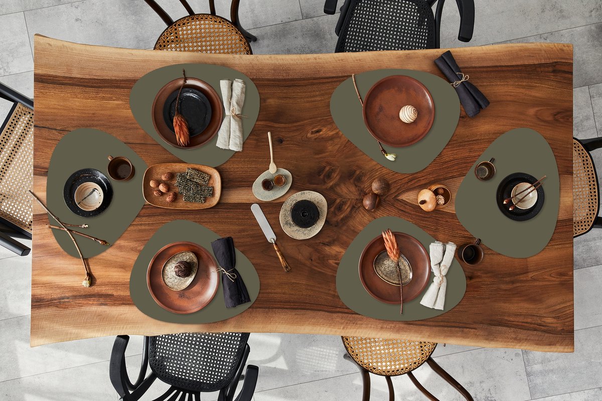 Placemat organisch - Placemats organic - Onderleggers - Grijs - Warm - Herfst - 6 stuks