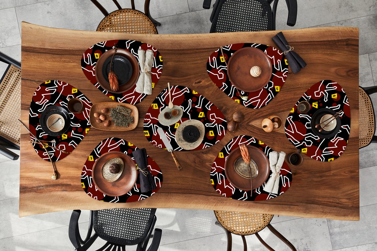Placemat organisch - Placemats organic - Onderleggers - Halloween - Bloed - Patronen - 8 stuks