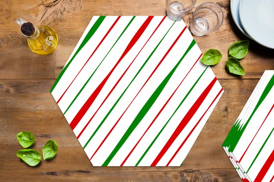 Napperons de table hexagon - Sets de table sets de table - Set de table hexagone - Motifs - Noël - Rayures - 6 pièces - Noël - Cadeau - Cadeau de Noël homme, femme et enfant