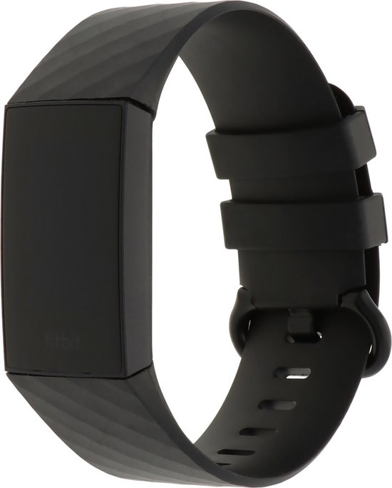 Sport wafel bandje - zwart - SM - Horlogeband Armband Polsband - Geschikt voor Fitbit charge 3 & 4 - Merkloos