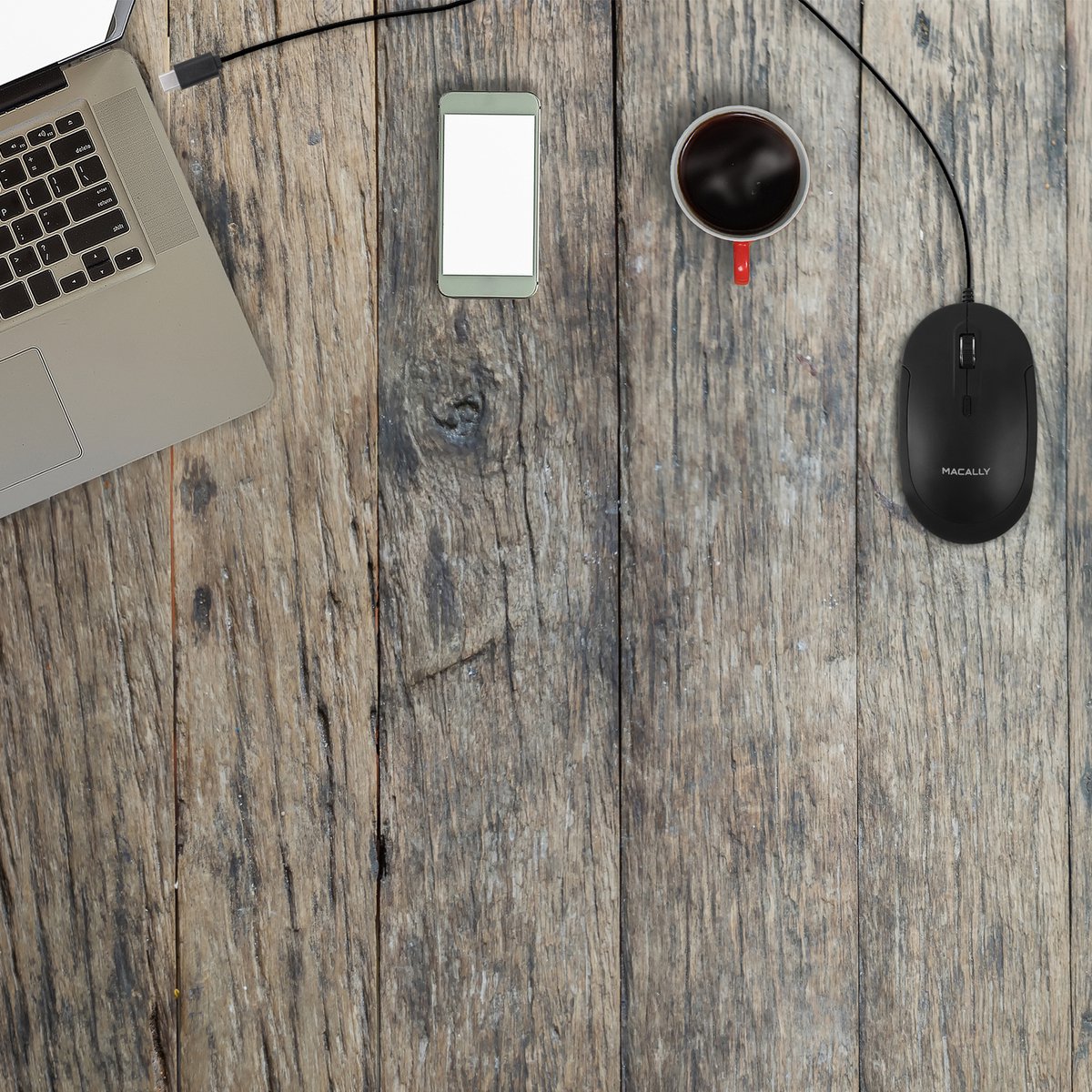 Macally UCDYNAMOUSE-B Optische bedrade USB-C-muis met stille klik - Zwart thumbnail 4