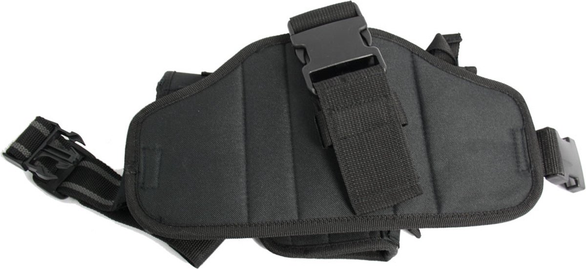 Holsters de jambe : Panneau molleté avec pochettes et étui pour pistolet -  Noir 