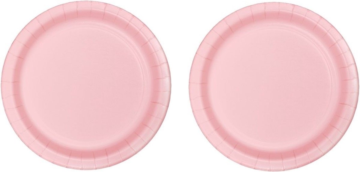 Kartonnen Bordjes roze 18 cm 40 st - Wegwerp borden - weg gooi borden - Feest/verjaardag/BBQ borden / Gebak bordjes maat