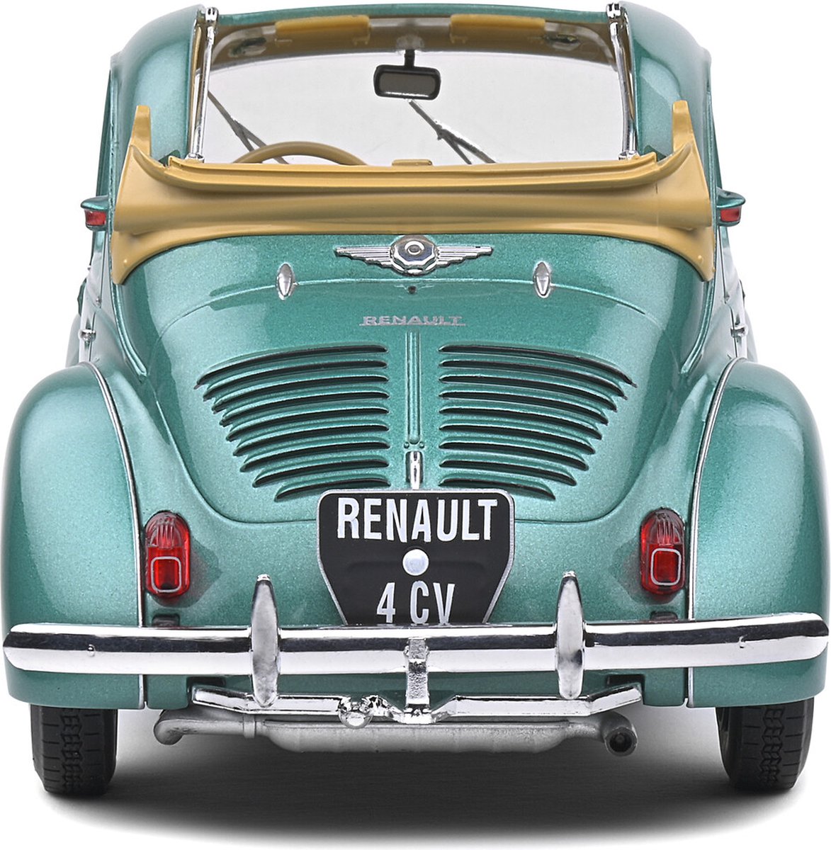 Renault 4 CV closed convertible Labourdette green and black hood from