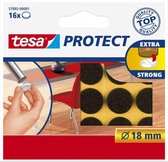16x pièces Tesa feutres anti-rayures pour meubles ronds auto-adhésifs 1,8 cm marron - Patins en feutre - Protecteurs de meubles
