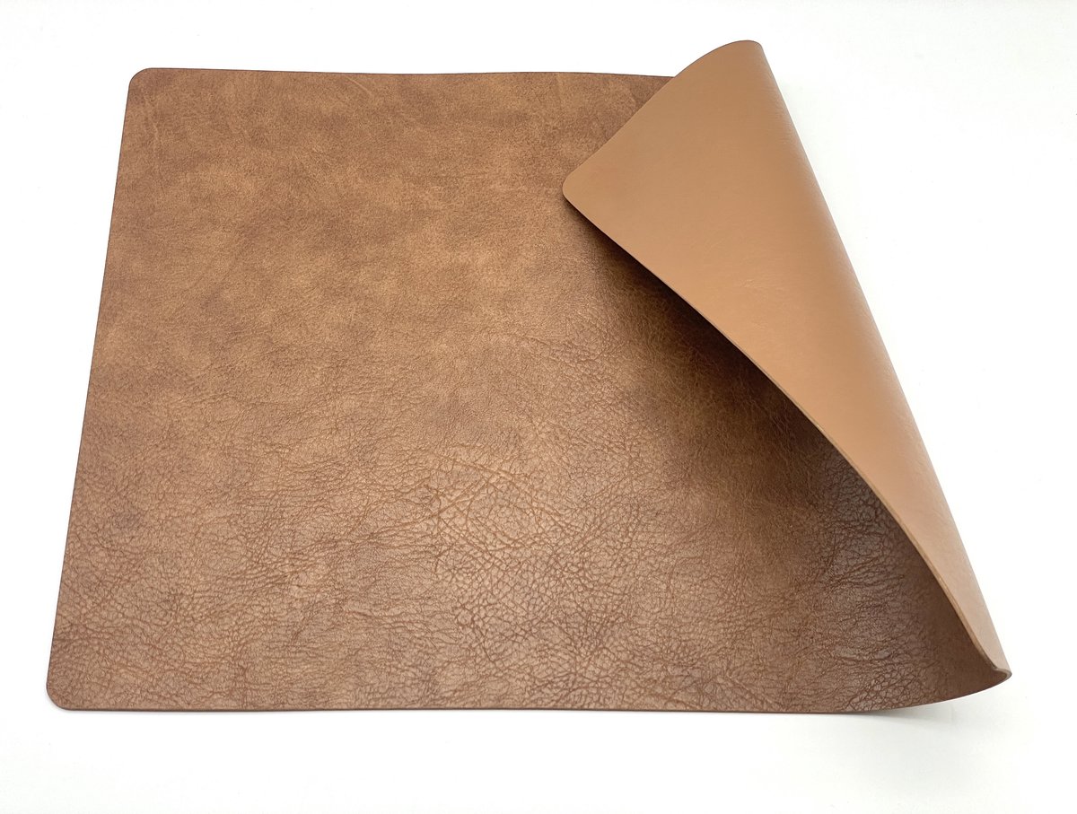 Luxe placemats lederlook - 6 stuks - bruin - rechthoekig - 45 x 30 cm - leer - leatherlook placemat