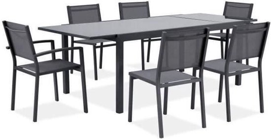 Salon de jardin 6 à 8 personnes - Table aluminium extensible 180-240 cm + 6  chaises... | bol.com