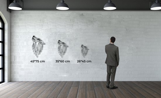 Décoration murale |Tête de loup / Head de loup | Métal - Art mural | Décoration murale | Salle de séjour |d'or| 36x61cm