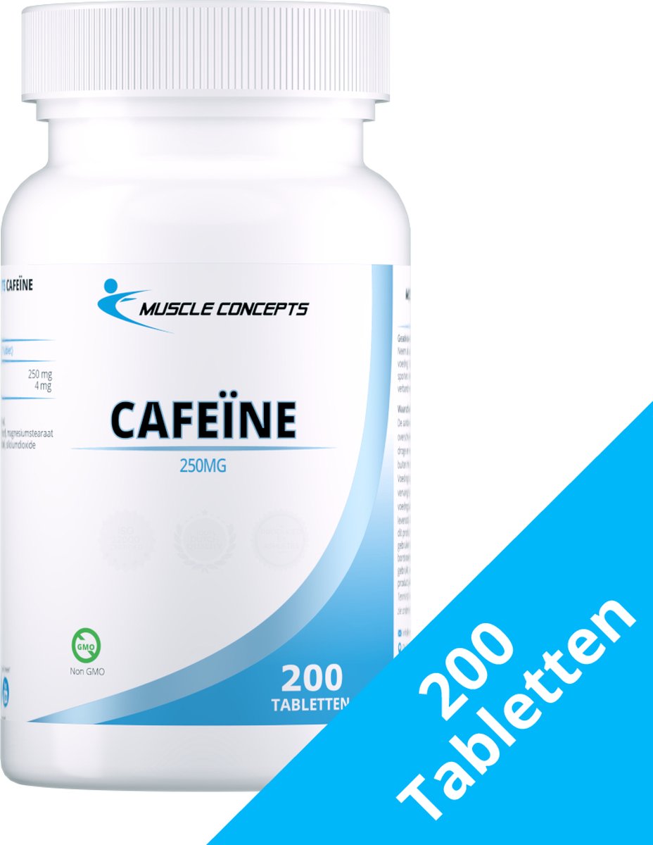 Caffeïne pillen | Pre workout shot - 200 caffeine tabletten 250mg - Caffeine pillen - Muscle Concepts