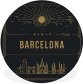 WallCircle - Wandcirkel ⌀ 60 - Stadsaanzicht Barcelona - wit - Ronde schilderijen woonkamer - Wandbord rond - Muurdecoratie cirkel - Kamer decoratie binnen - Wanddecoratie muurcirkel - Woonaccessoires