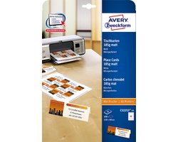 tafelkaarten Avery 110x40mm 185gr wit 25 vel 4 kaarten per vel AV-C32253-25