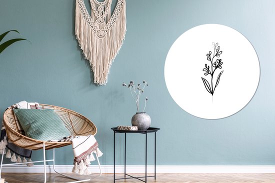 WallCircle - Wandcirkel ⌀ 90 - Line art - Abstract - Bloemen - Ronde schilderijen woonkamer - Wandbord rond - Muurdecoratie cirkel - Kamer decoratie binnen - Wanddecoratie muurcirkel - Woonaccessoires